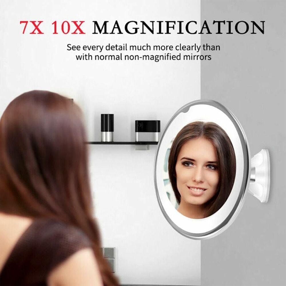 Suction Cup Magnifying Cosmetic Mirror 10X Makeup Mirror Bathroom Mirror LED Vanity Mirror