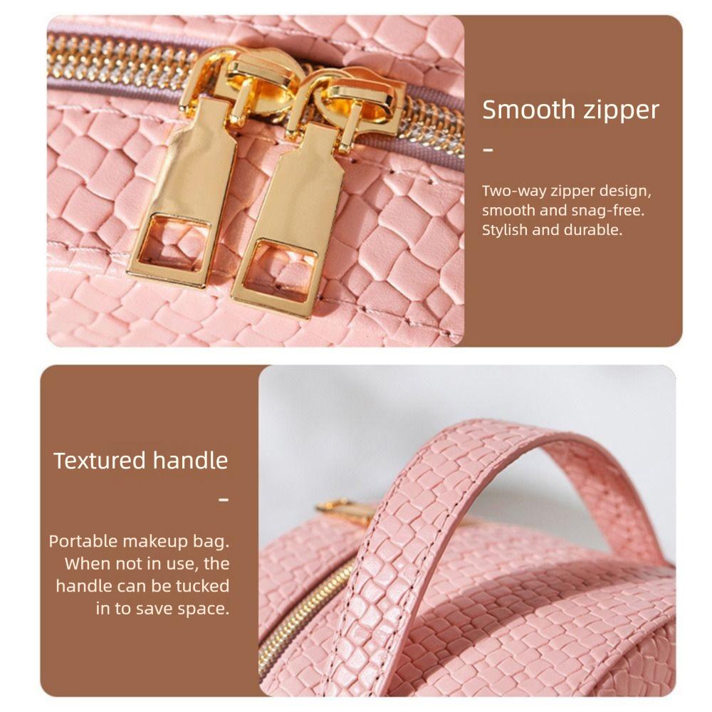 PU Leather LED Makeup Bag with Mirror Adjustable Dividers Lighted Cosmetic Storage Box  Vanity