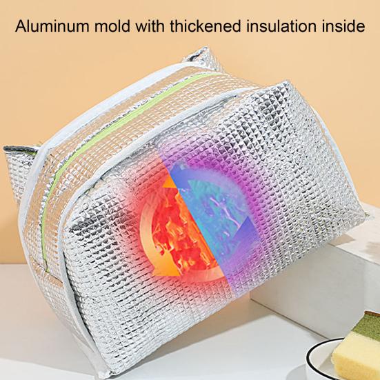 Lunch Bag High Capacity Waterproof Insulated Cartoon Pattern Smooth Zipper Keeping Warm Cold Fine Sewing Leakproof Thermal Bento Tote for Picnic