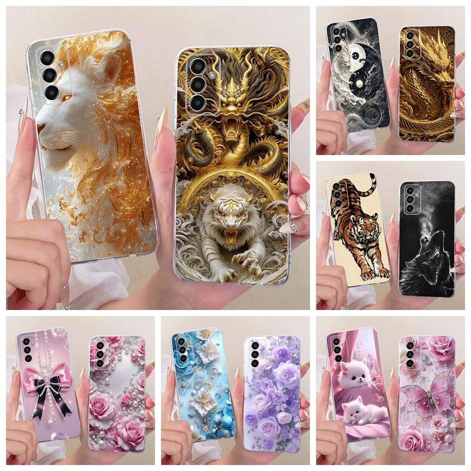 For Cover Samsung Galaxy M13 4G Case SM-M135F Cool Dragon Tiger Animal Pattern Soft Silicone Bumper For Samsung M53 M33 M23 Case