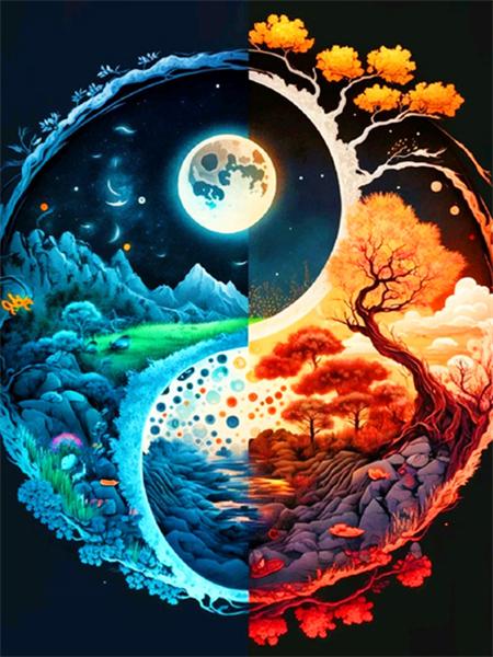 Коллекция алмазной живописи 2023 года «Пейзаж четырех сезонов» Квадратная/круглая вышивка Мозаика Лунный пейзаж Домашний декор