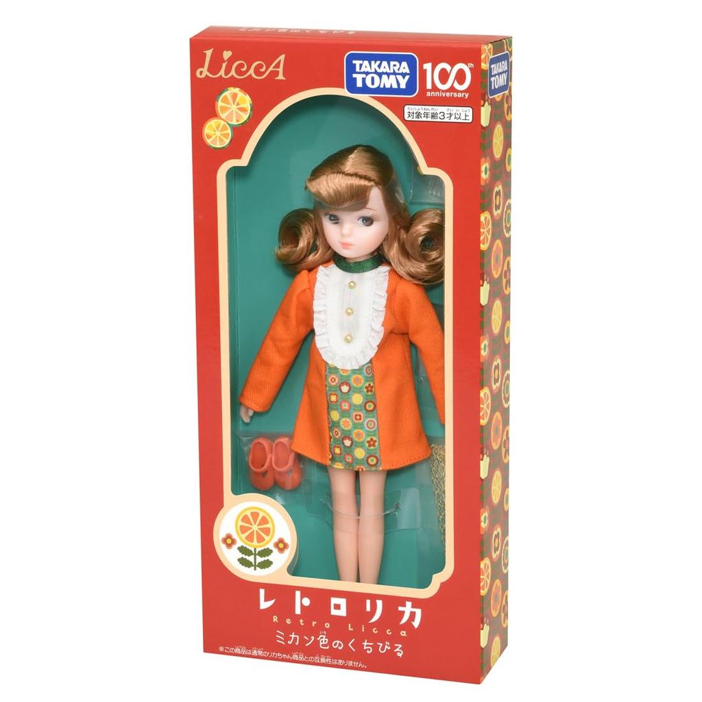 TAKARA TOMY Кукла Ретро Ликка с оранжевыми губами Tomy 100-летний юбилей Игрушка для сюжетно-ролевой игры для детей от 3 лет и старше Licca-chan (Продукт Такара) Наряжаться
