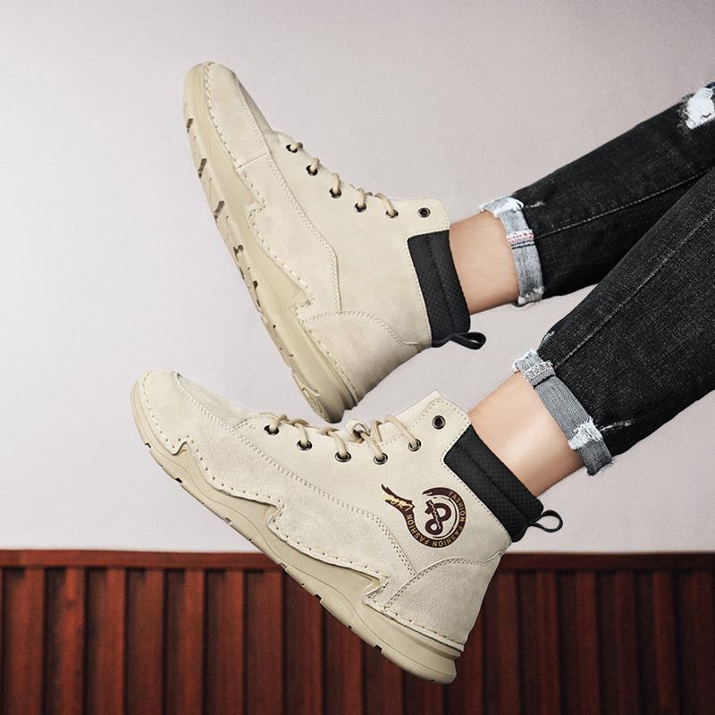 Мужские высокие кожаные туфли на шнуровке повседневные кроссовки размера плюс 39-46