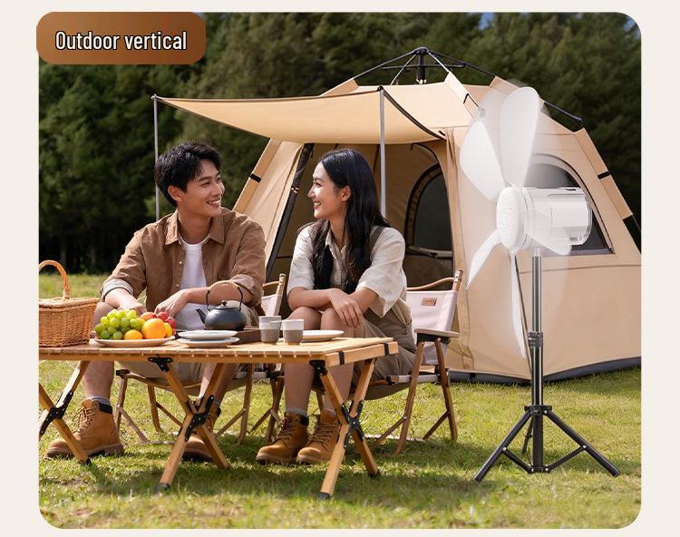 Rechargeable Silent Ceiling Fan with USB Night Light for Dorms and Outdoor Camping
