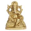 Идол Бхагвана Ганеши из чистой латуни, Мурті Ганеши Ganpati Bappa, Золотой - 4 дюйма