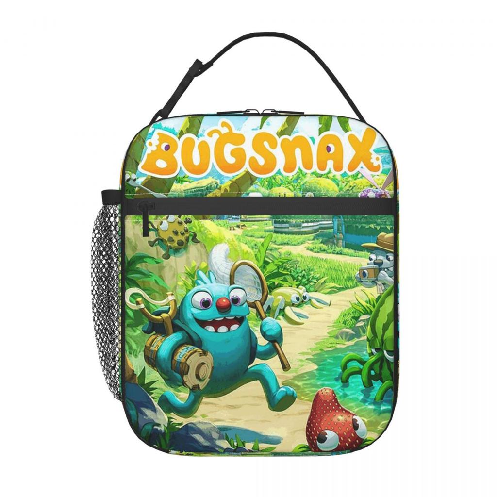 Игровой плакат Bugsnax Изолированная сумка-ланч для женщин и детей Портативные пищевые контейнеры Термосумка-ланч Сумка-тоут