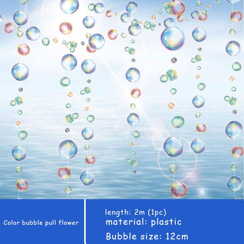 Fish Jellyfish Under The Sea Party Decorations Clear Bubble Sticker Garlands Mermaid Birthday Blue Purple Circle Hanging Pendant