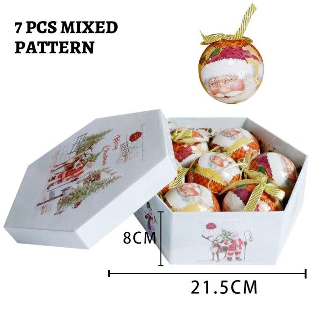 Xmas Party Hanging Ball for Home Party Ornament Christmas Gift Christmas Tree Decor Ball Baubles Ornament  Xmas Tree Toys 7 PCS  a Set
