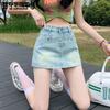 Women's A-line Denim Skirt Design Sense High Waist Versatile Half Body Hip Hugging Short Skirt