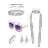5Pcs 1970s Disco Costume Accessories, Bling Sunglasses Earrings Long Scarf Headband Bracelet 70s Disco Fancy Dress Kits