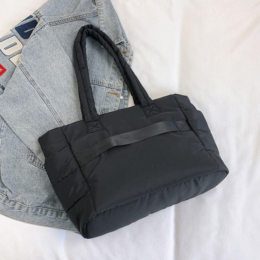 Корейский стиль Пуховая хлопковая наплечная сумка Однотонная нейлоновая сумка-тоут Хлопковая стеганая сумка Леди