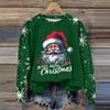 Women's Fashion Round Neck Pullover Plunging Sleeve Tee Christmas Printed Top