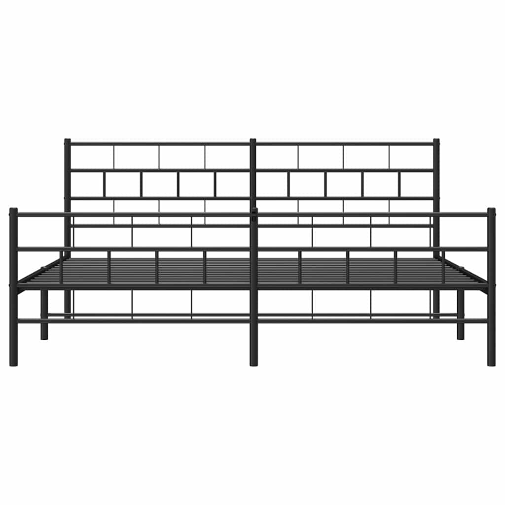 Metal Bed Frame with Headboard and Footboard Black 183 x 213 cm