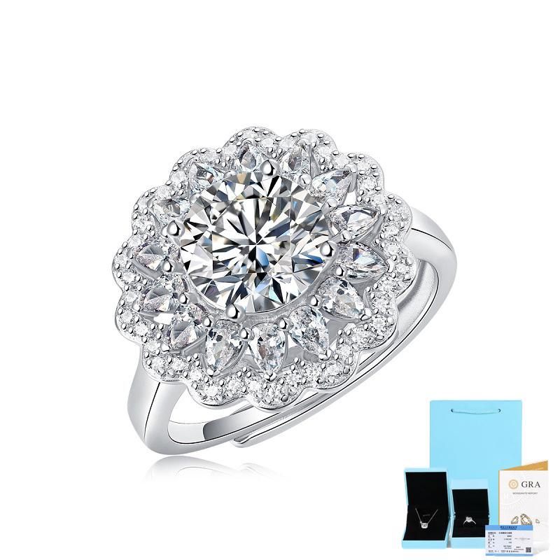 Bague Ringen Новое женское трендовое кольцо из серебра S925 с инкрустацией из муассанита 2 карата, можно регулировать