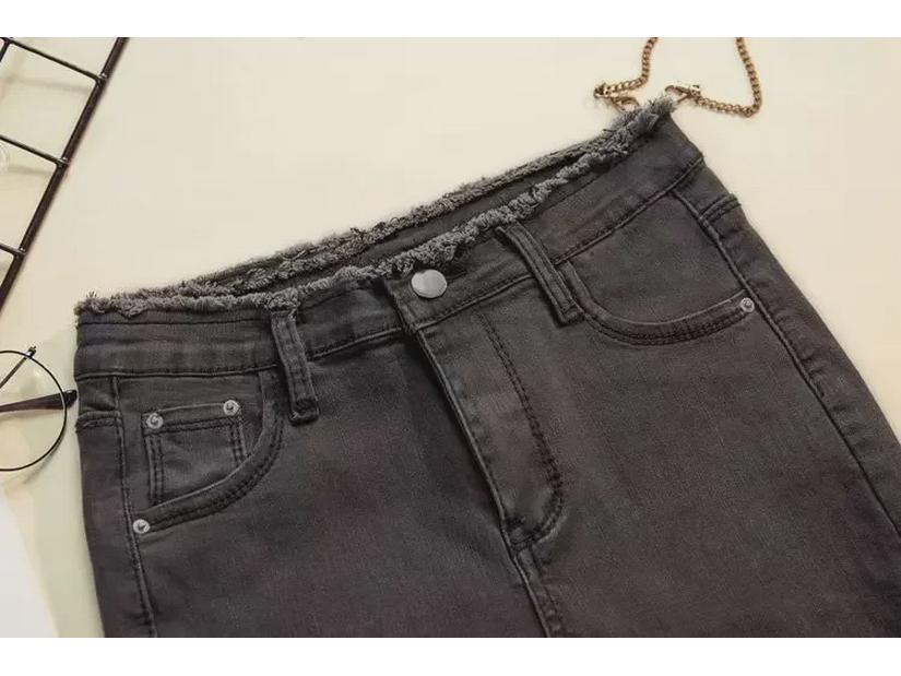 2024 Узкие черные джинсы скинни с высокой талией для женщин - корейский стиль