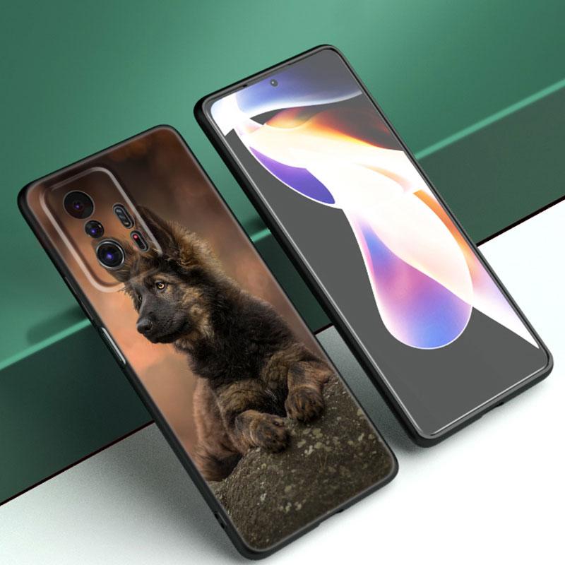 German Shepherd Dog Black Silicone Phone Case For Xiaomi Mi 9 SE 8 10 10T 11 12 13 Lite 9T 11T 12S 12T 13T 14 Pro 5G NE 11i 12X