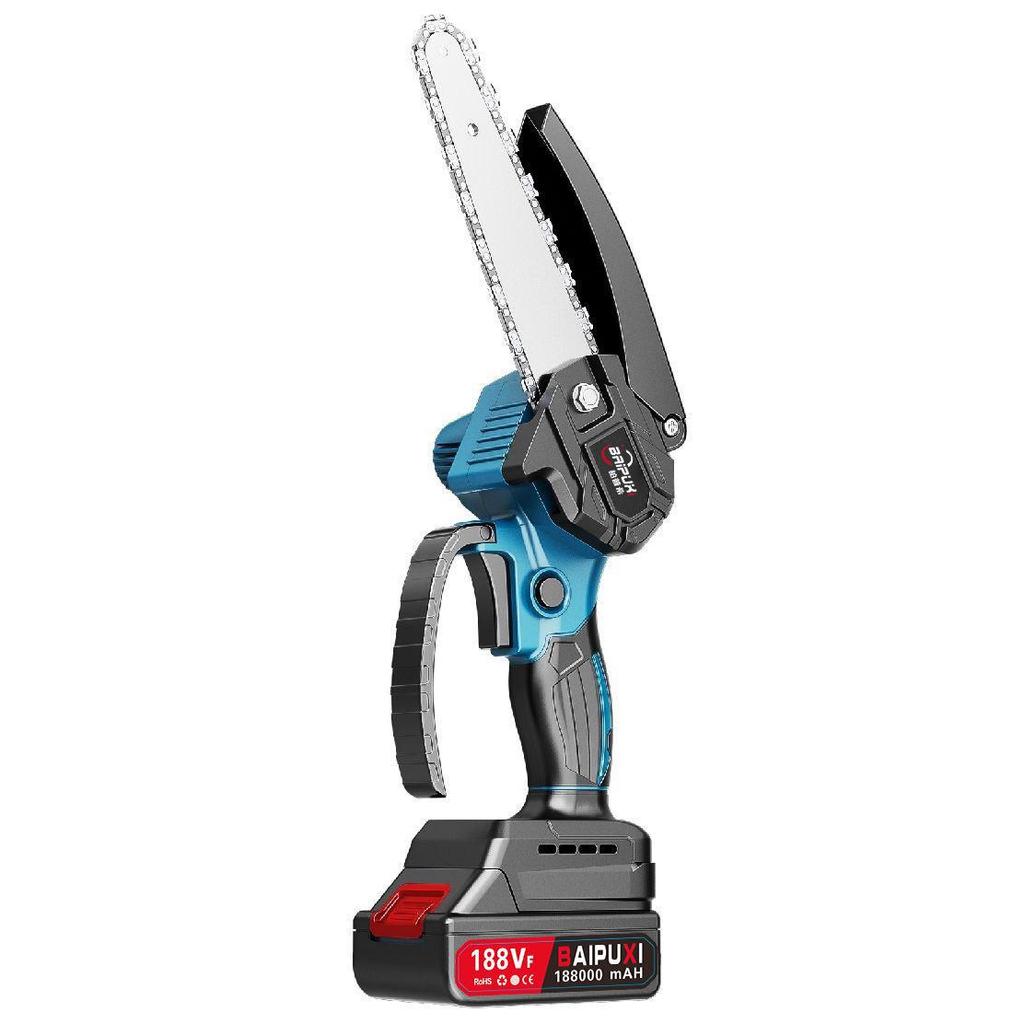 Электрическая цепная пила с литиевой аккумуляторной батареей 4/6 дюймов — портативная, одноручная пила для обрезки и рубки деревьев, облегчающая валку деревьев