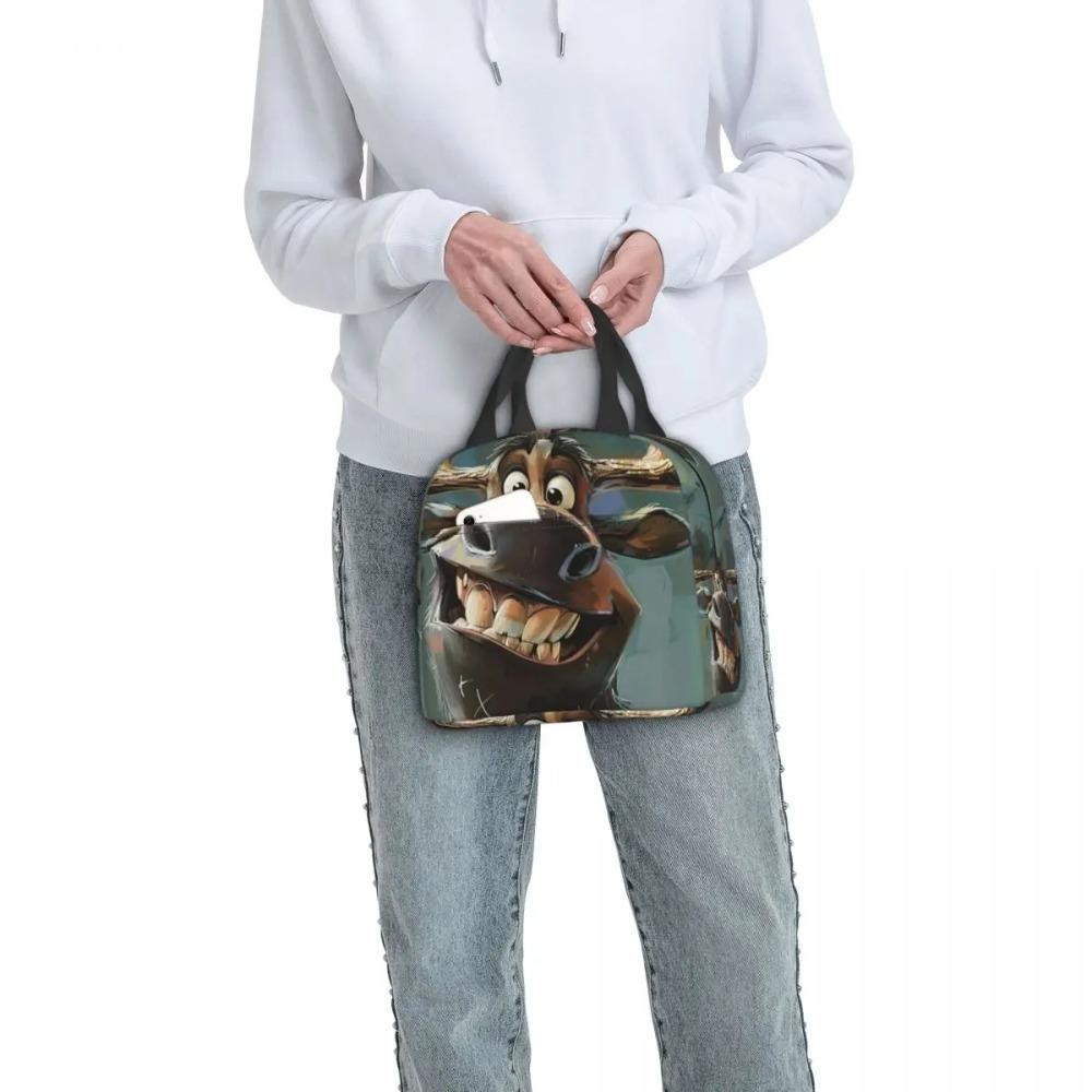 Cartoon Moose Oil Painting Insulated Lunch Bag for Women Kids Portable Food Boxes Thermal Lunch Box Tote
