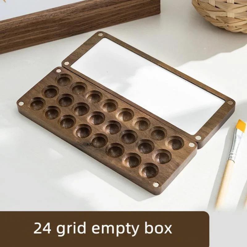 Wooden Handmade Watercolor Paint Palette Portable Empty Magnetic Suction Box For Artist Travel Sketch Painting School Supplies