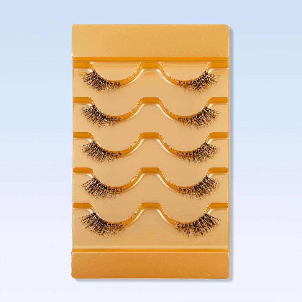 Cross-Border Cat-Eye Clear Band False Eyelashes - Natural, Dense, Half-Length with Extended Eye Tail