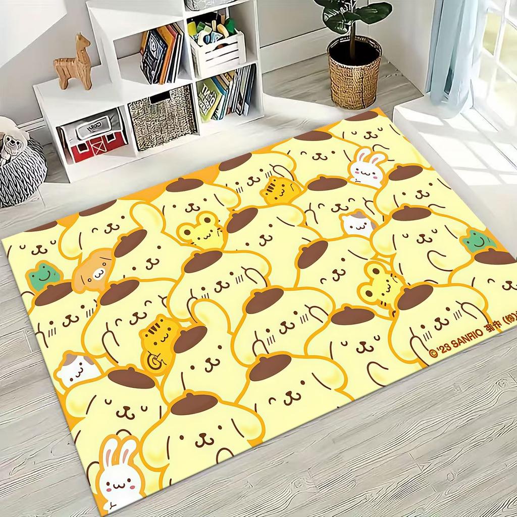 2026 New Cute Cinnamoroll Pompompurin Sanrio Cartoon Rug for Bedroom Living Room Sofa Home Doormat Decor, Kid Non-slip Floor Mat
