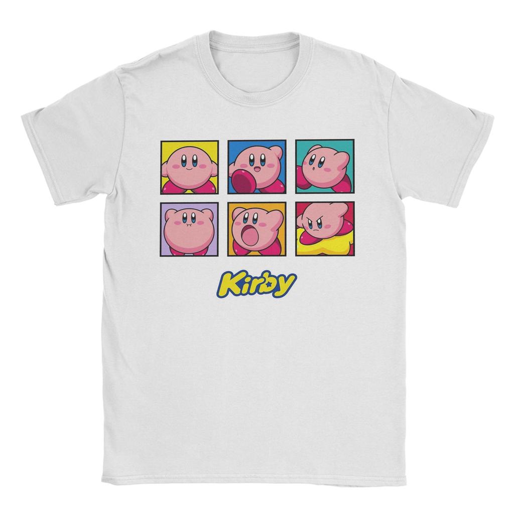Kirbys Multiple Expressions Vintage Panel Collage Poster T Shirt Unisex Pure Cotton Tshirts Tees Short Sleeve Clothes Printed