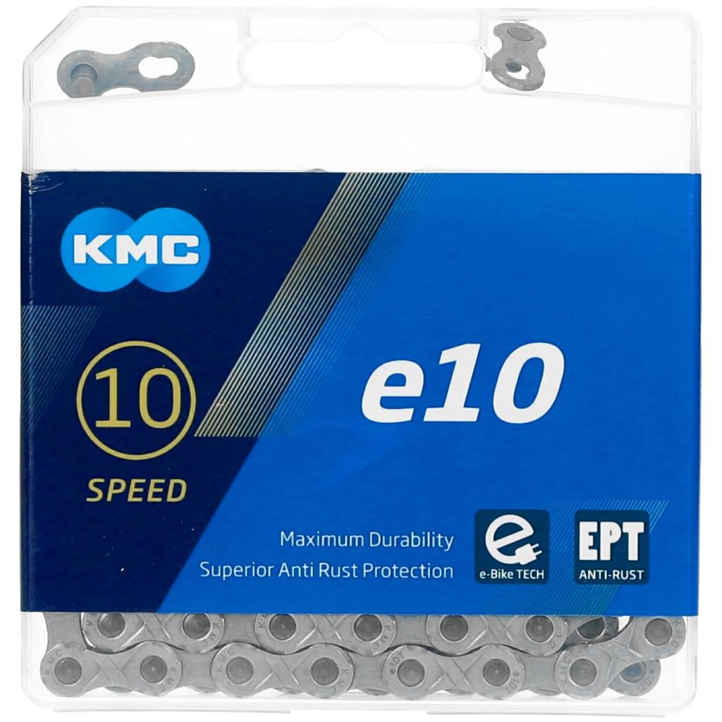 Цепь KMC e10 TURBO EPT Medium, 10 скоростей, для электроспортивного велосипеда, серебристая,