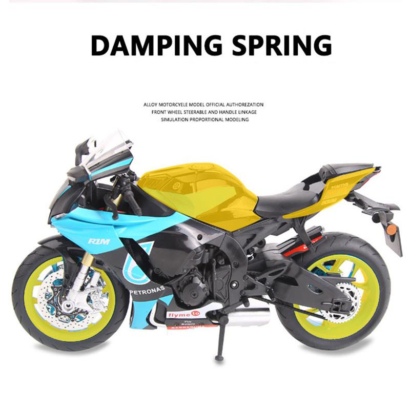 1/9 YAMAHA YZF-R1M Alloy Racing Motorcycle Diecast Metal Street Sports Motorcycle Model with Light Simulation Childrens Toy Gift