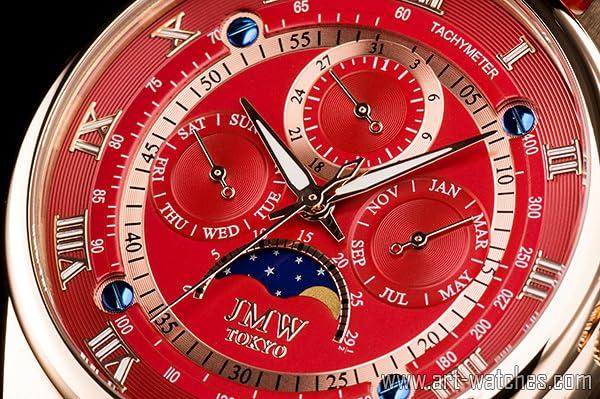 Часы Advanced Moon Phase из натуральной кожи с ремешком с римскими цифрами, водонепроницаемостью 100 м, тахиметром, красным золотом, 300 штук, подарок на день [JMW