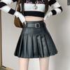 Плиссированная кожаная юбка из искусственной кожи для женщин, осенне-зимняя сексуальная мини-юбка трапециевидной формы с высокой талией, модная одежда в корейском стиле Y2k