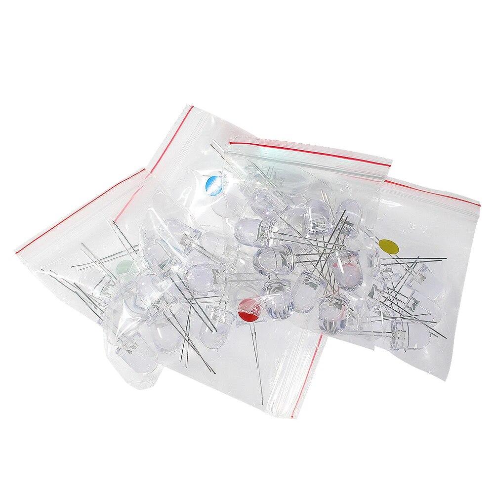 50 шт./100 шт. светодиодный диод 3 мм 8 мм 10 мм прозрачный яркий многоцветный комплект светодиодов 5 цветов красный/зеленый/синий/желтый/белый