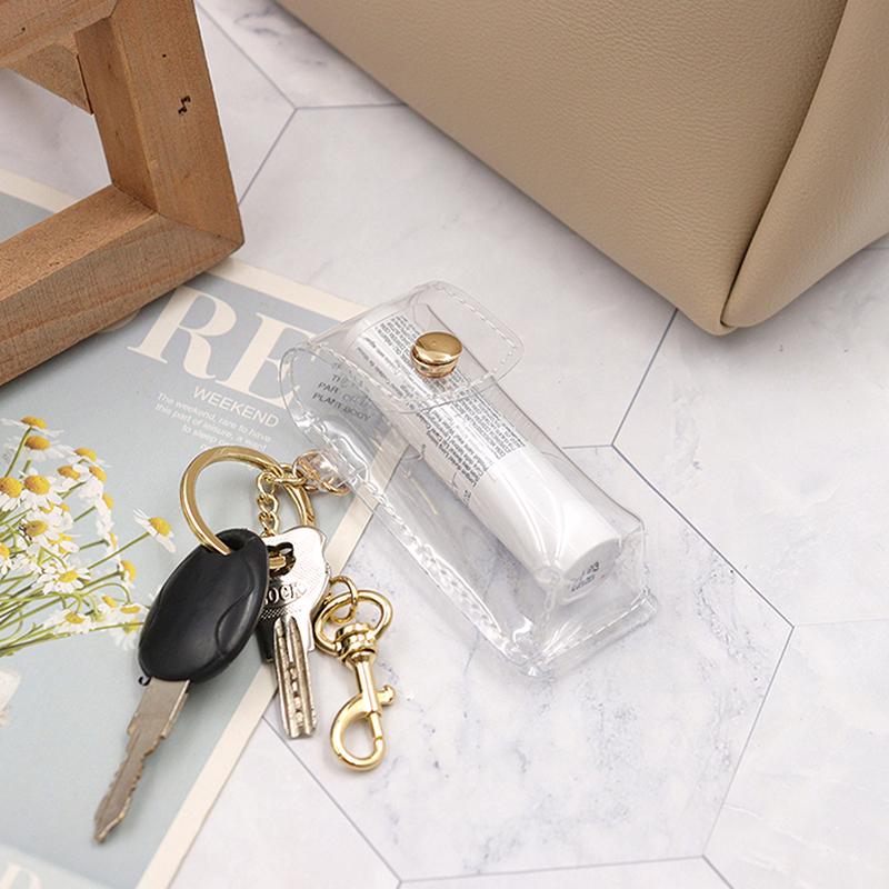 Chapstick Pouch Keychain Transparent Pvc Lipstick Holder For Outdoor Lip Balm Lipsticks Keyrings Accessory