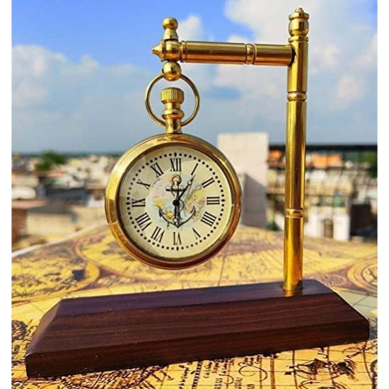 Настольные часы из латуни с деревянной подставкой | Настольные часы, настольные часы, антикварные часы, винтажные часы, часы Victoria для офиса и кухни, декоративные
