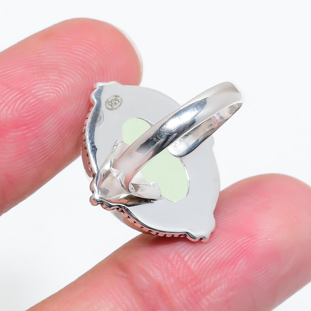 Lemon Chrysoprase - Australia 925 Sterling Silver Ring V4549, Mint Green Ring, Oval Ring, Valentin's Day Gift, Gift For Her, Birthday Gift, Handmade J