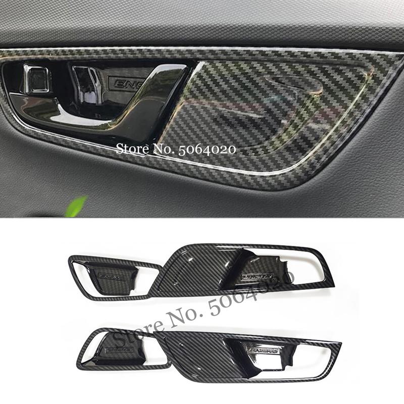 ABS Carbon Fiber Door Window Glass Lift Control Switch Panel Cover Trim 4pcs Fit For Hyundai Kona Encino 2017-2020 Accessories