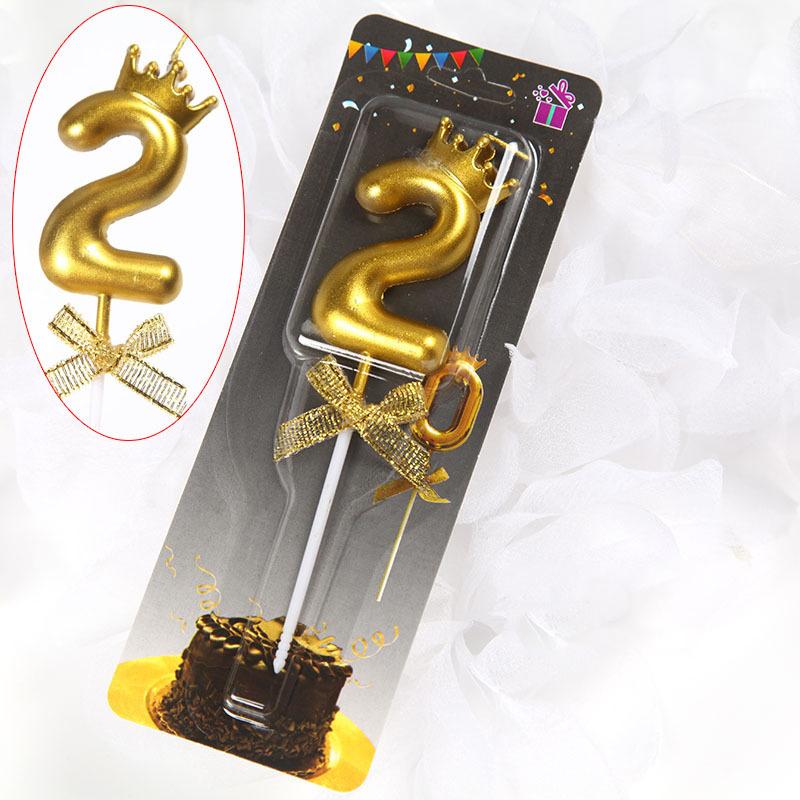 Свечи для торта на день рождения с цифрами от 0 до 9 Свечи в виде золотой короны Украшения для десерта Торт на день рождения Цифровые свечи Аксессуары