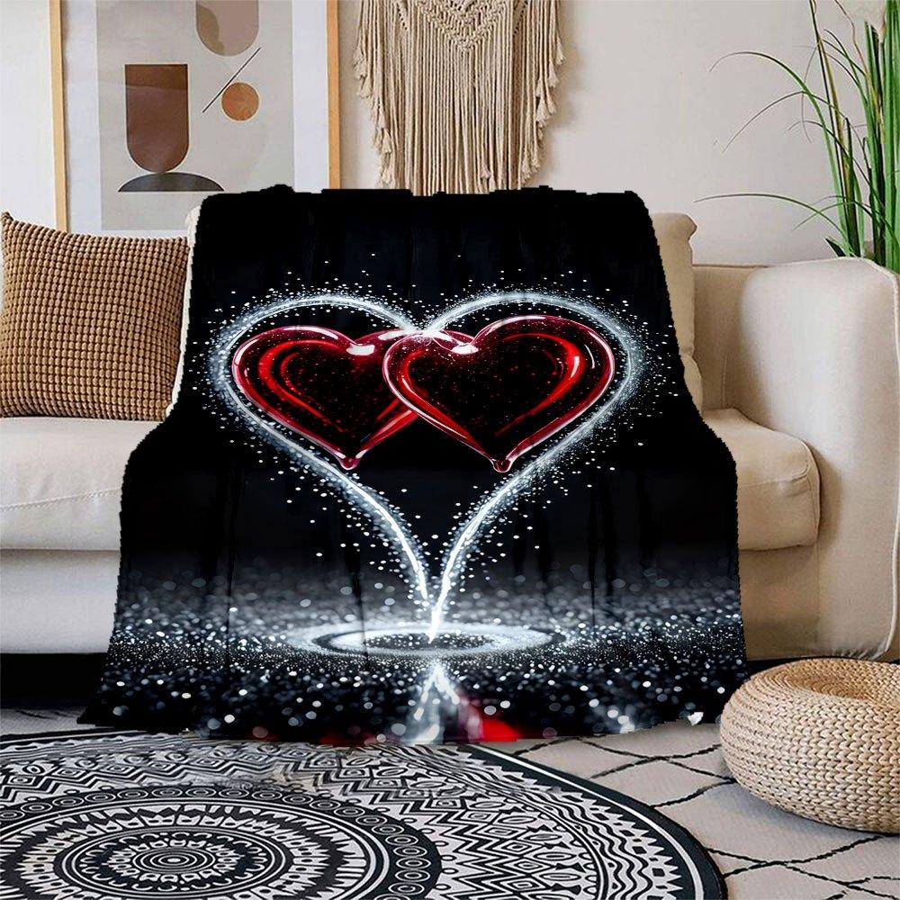 "Shimmering Heart Shape Glitter Decorations for Love Theme Parties"Blanket Flannel Throw Blanket for Sofa, Bed, Travel, Camping, Office, Cou