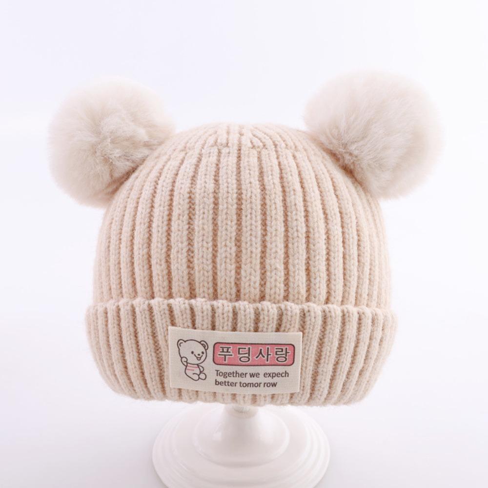 Плюшевый помпон Зимняя шапка Однотонные шапки-бини Новая детская теплая шапка Мальчики Девочки