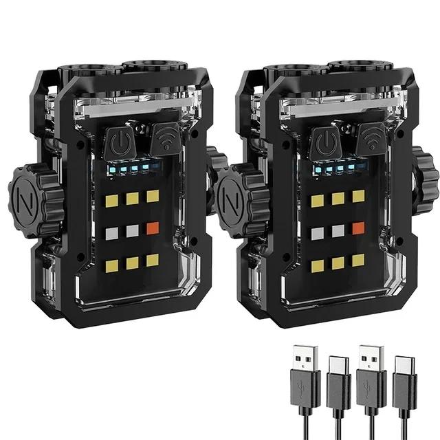 Portable LED Flashlight Mini Finger Gyroscope 6 Lighting Mode Type-c Rechargeable Torch Outdoor Camping Emergency Work Lamp