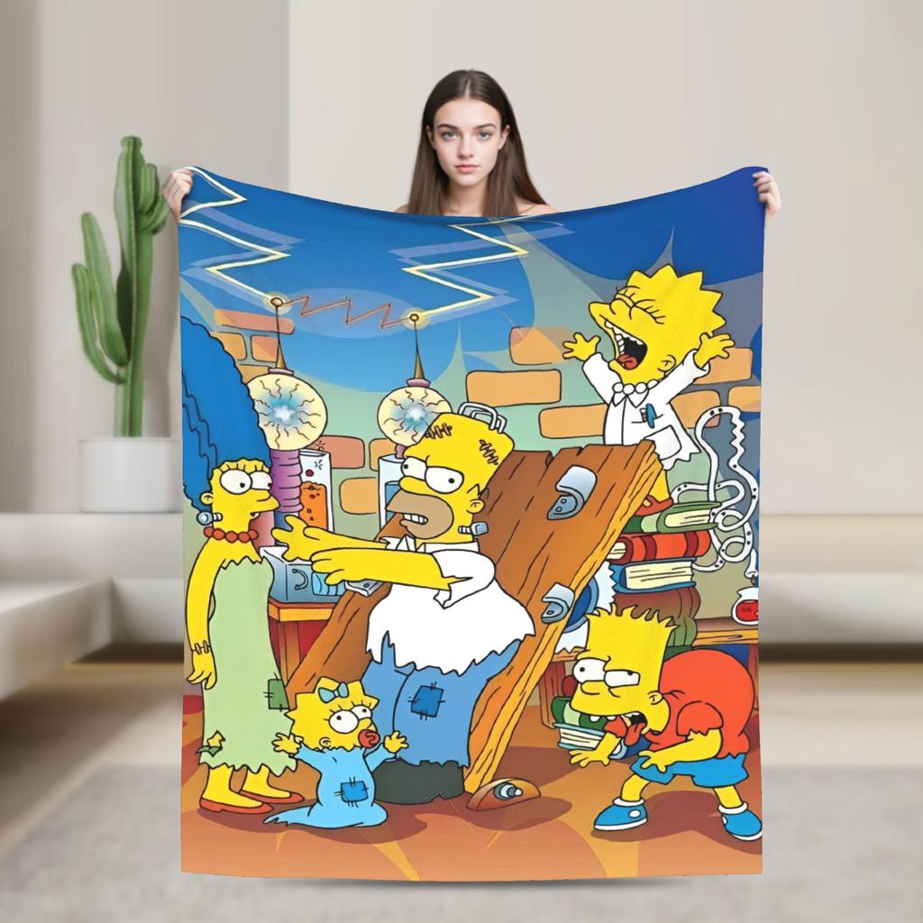 The Simpsons Cartoon Blanket Warm Novelty Plush Throw Blanket For Outdoor Decorative Flannel Bedspread Bed Cover