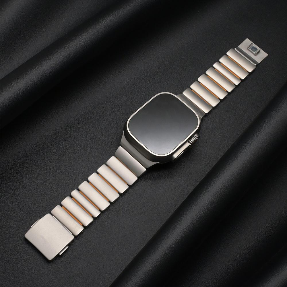 Ремешок из нержавеющей стали для Apple Watch Ultra 3 2 1 49мм 46мм 45мм 44мм Резиновый металлический ремешок для Iwatch Серии 11 10 9 8 7 6 5 SE3