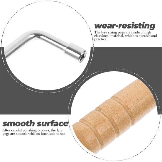 Milisten 16 шт. колки с L-образным ключом для настройки и латунными заклепками, колки для лиры, цитры, клавесина, дульцимера и других