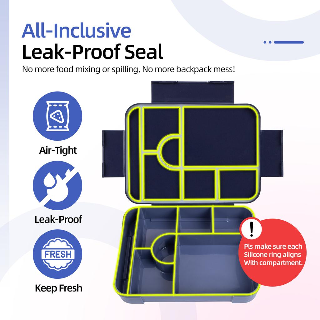 1330ML Bento Box Adult Lunch Box Containers with 6 Compartment for Adults/Kids With Tableware Sauce Lunch Box Microwave