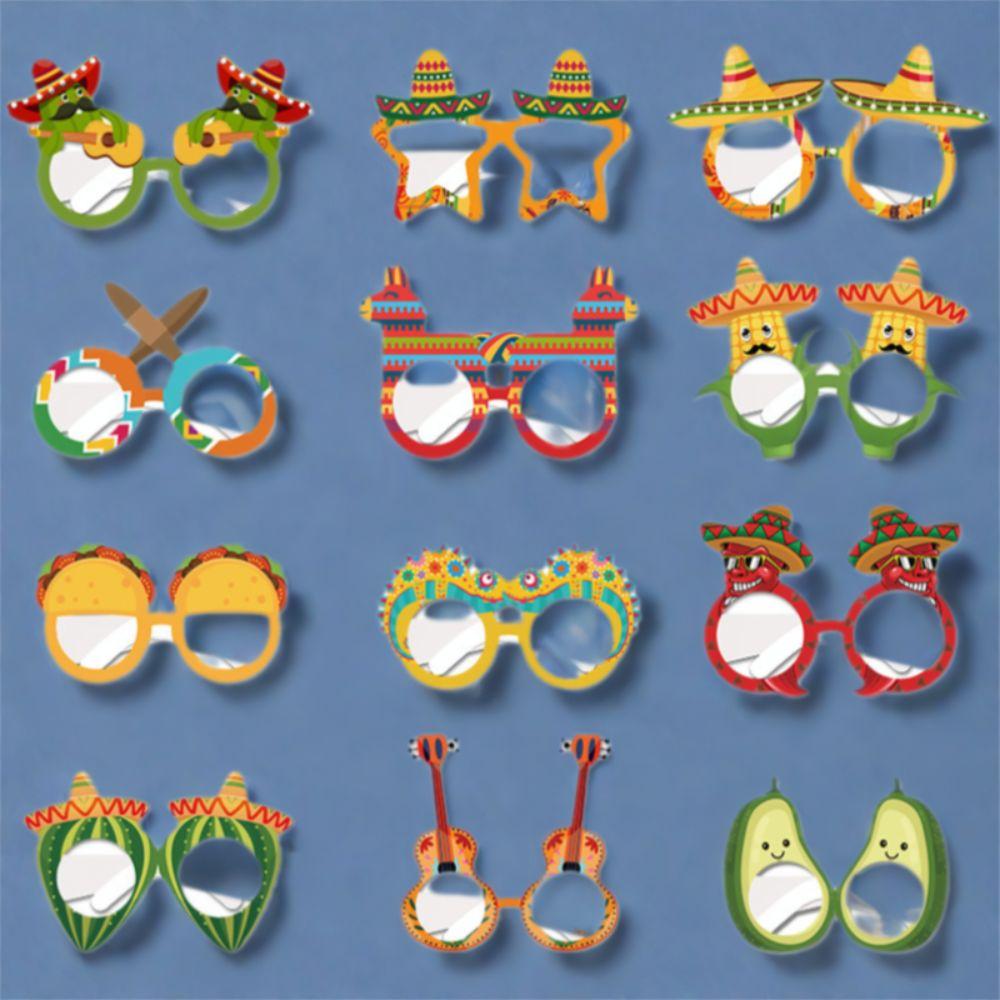 24pcs Cartoon Party Paper Glasses Funny Dress Up Costume Mask Mexican Themed Glasses  Beach Pool