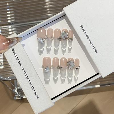 Белый, Ледяной прозрачный, Синий градиент Улыбка Французские кошачьи глаза Изящный K9 Носит доспехи, когда бриллиант плавит снег