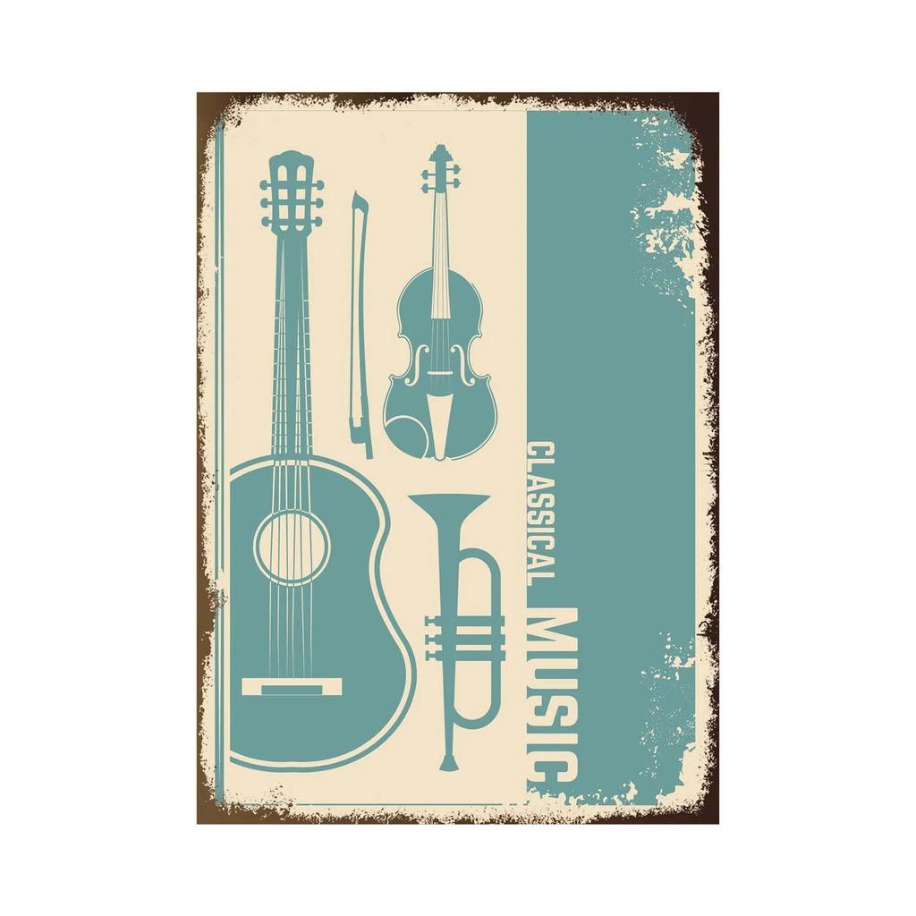 Vintage Tin Signs Decor Rock Music Metal Posters Retro Guitar Rock Party Metal Plates Room Wall Art for Bar Pub Club