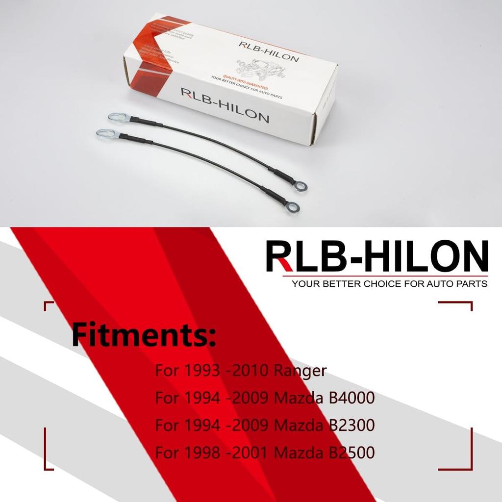 RLB-HILON Tailgate Cable Compatible With 1993 To 2008 Ford Ranger And 1994 To 2007 Mazda B2300 B3000 B4000, 2PCS, Lift Gate Support Straps Pickup