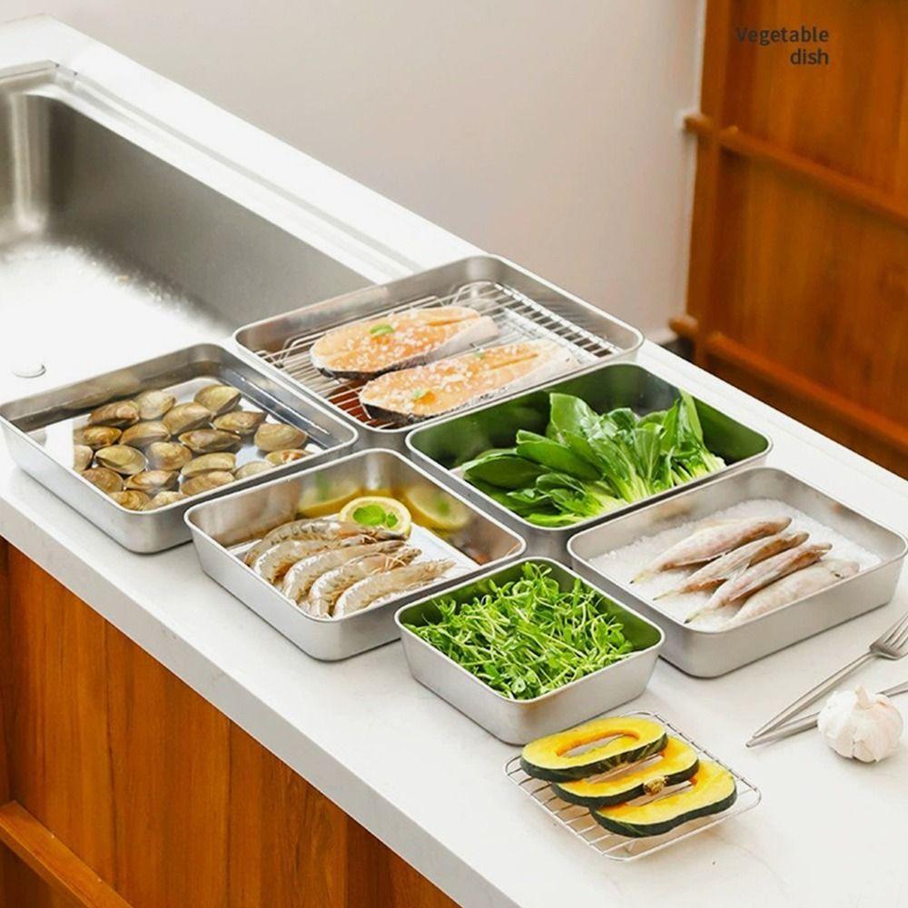 1 шт., органайзер для еды из нержавеющей стали с крышкой, ящик для хранения, новая коробка для хранения продуктов, кухонная коробка