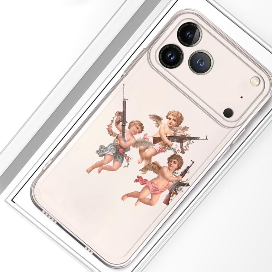 Мягкий чехол-бампер 'Ангел Малыш' для iPhone 17 Pro Max 13 Pro 15 16 XR 11 12 Mini XS Max Air 7 8 14 Plus