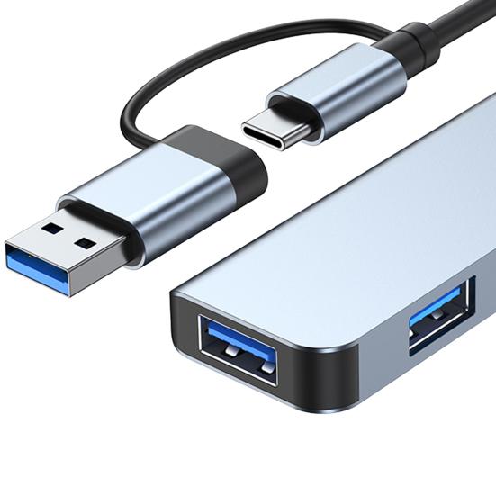 4-Port USB-C Hub Plug And Play 5Gbps High Speed Data Transfer USB3.0/Type-C To USB3.0+USB2.0 Docking Station Compatible for MacBook Flash Drive